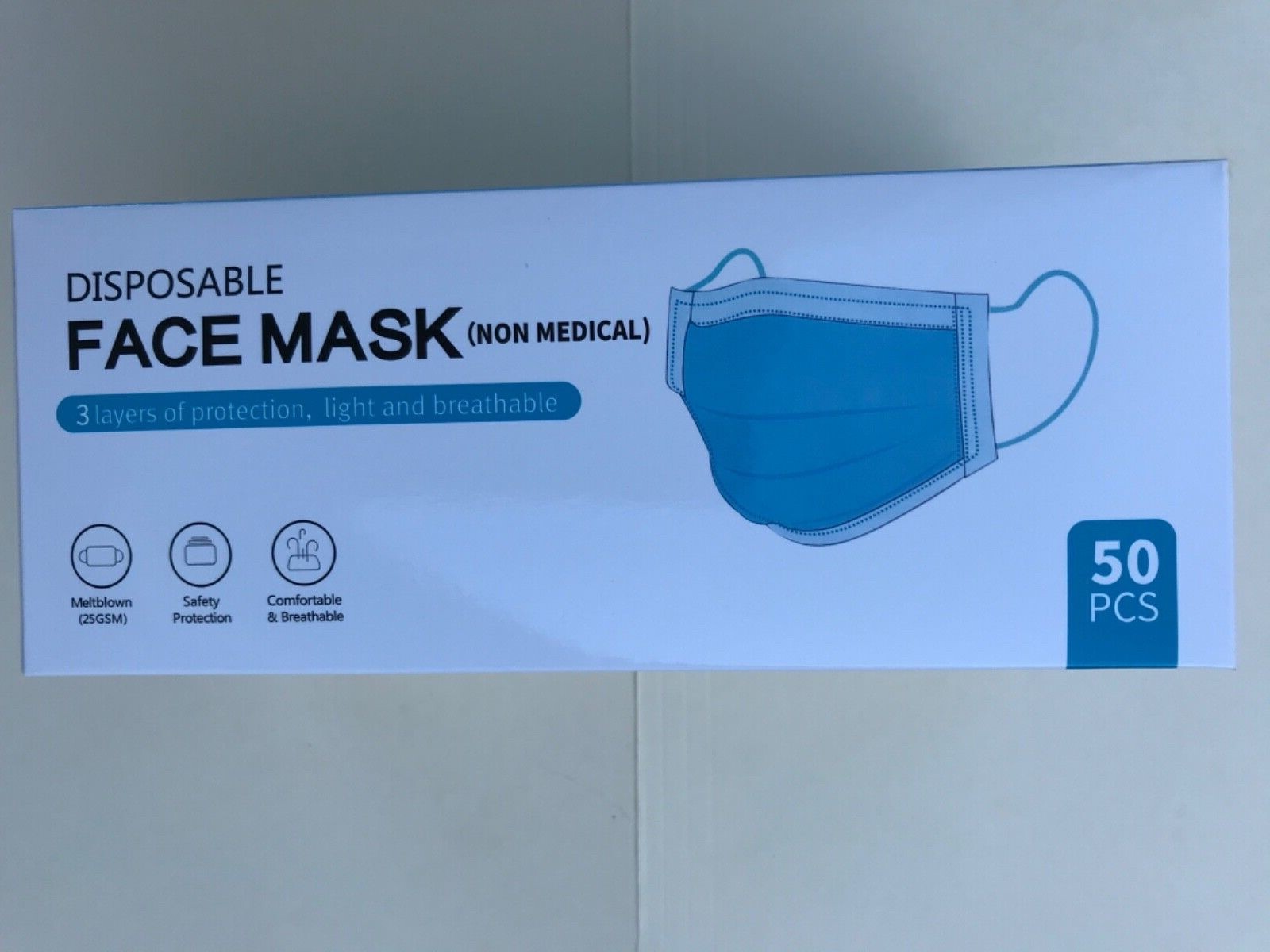 4 boxes) 50 Disposable Face Masks 3-Layers of Protection Earloop