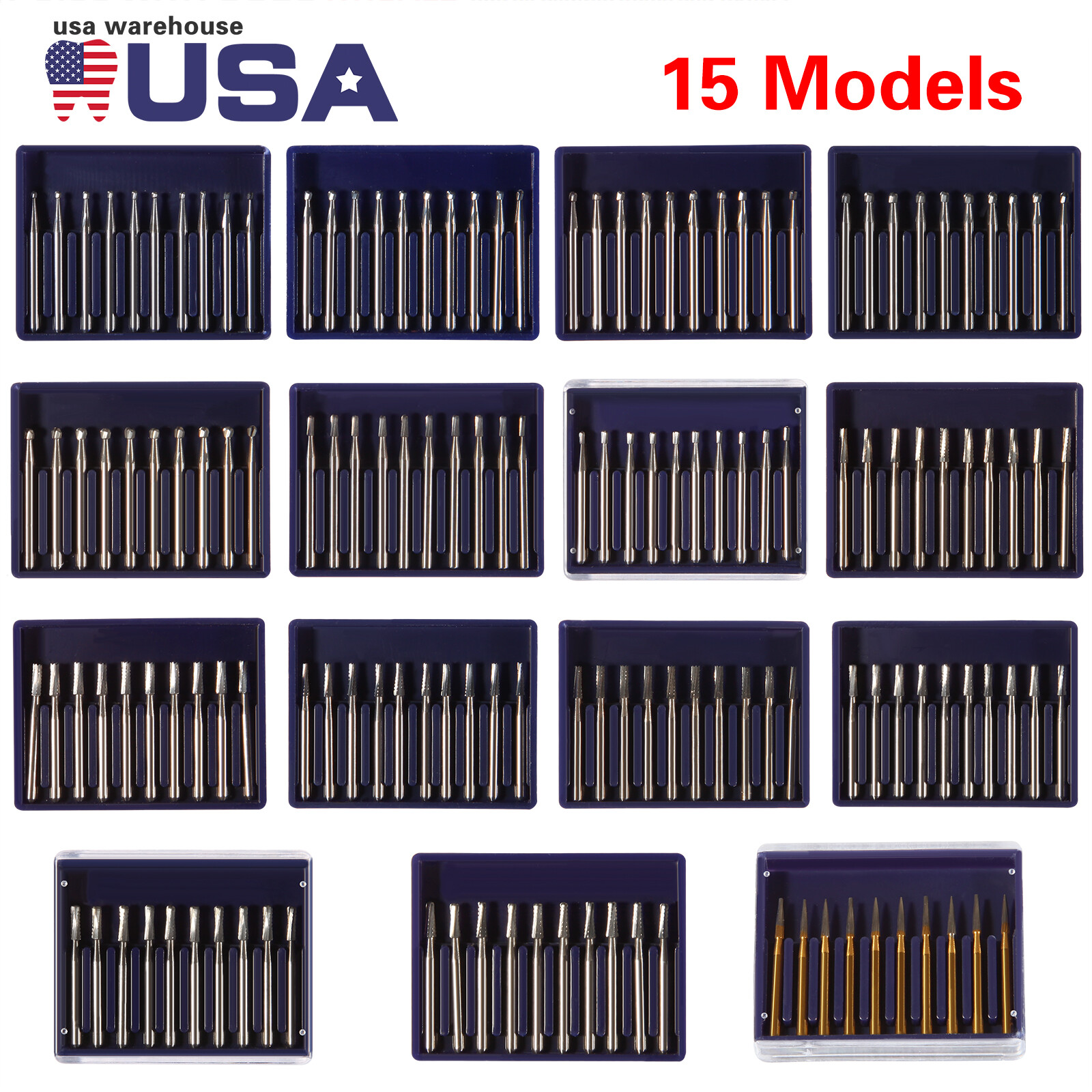 Dental Carbide Burs FG1/2/3/4/5/6/7/8 Round for High Speed Handpiece 10 -100Pcs