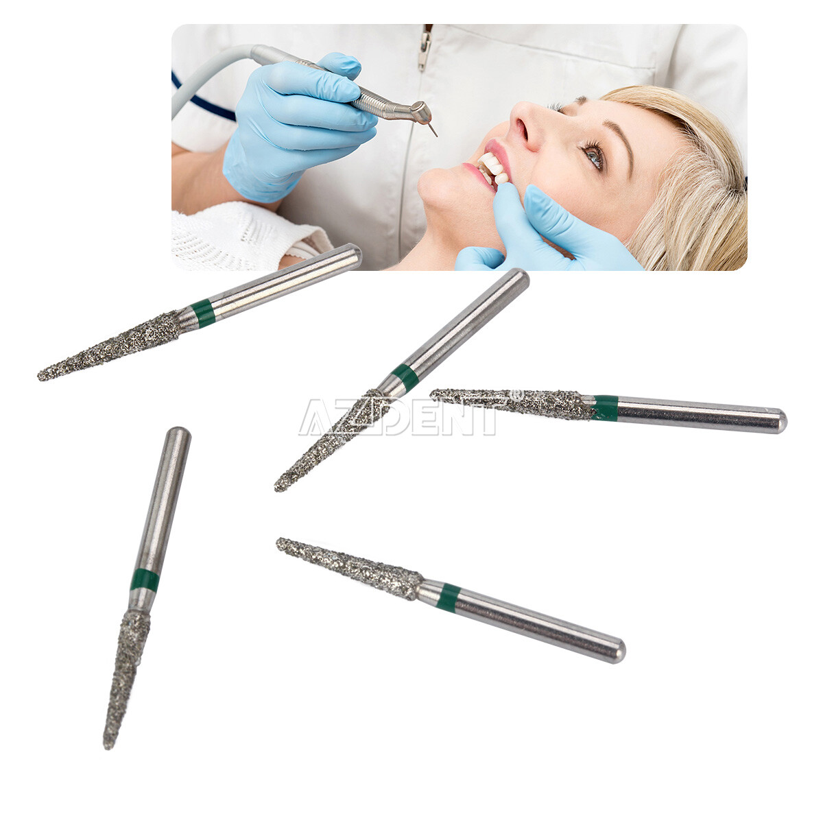 20X (100pcs) 100 Types AZDENT Dental Diamond Burs for High Speed Handpiece