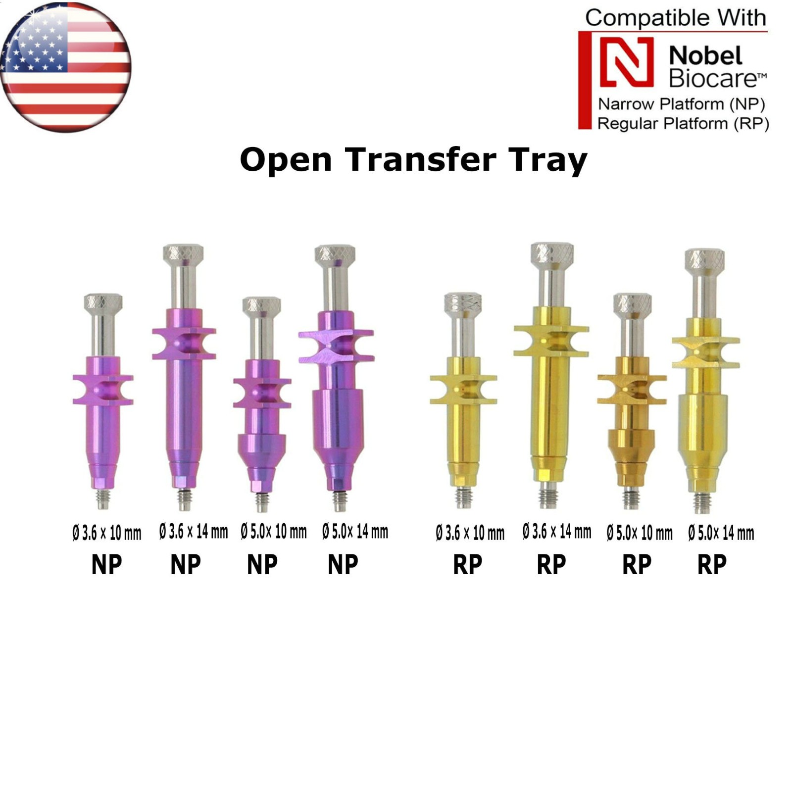 US Dental fit Nobel Active BIOCARE NP/RP Impression Transfer Coping Open Tray