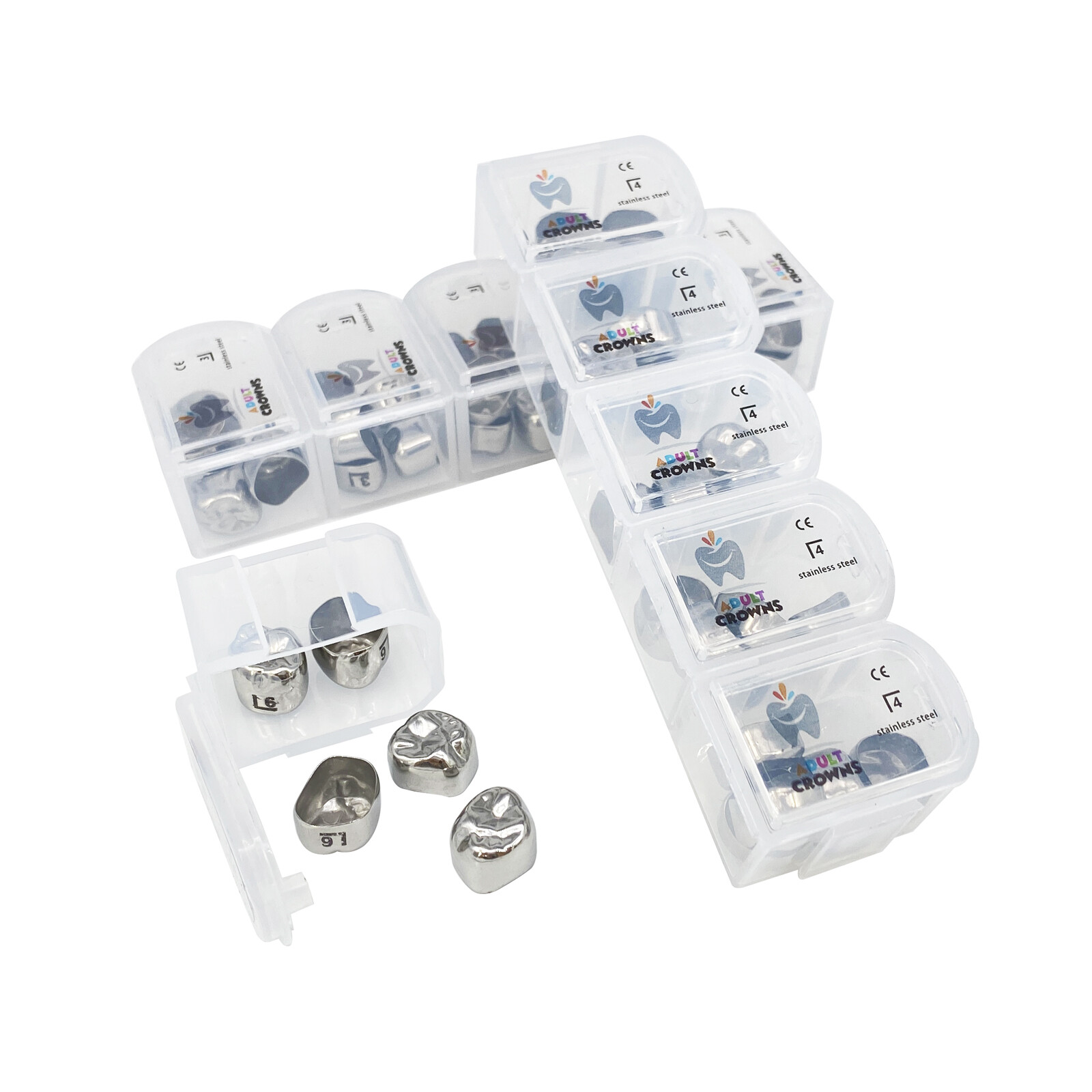 DENTAL STAINLESS STEEL Adult Permanent Molar CROWN All Size 5/Pk Compare to 3M