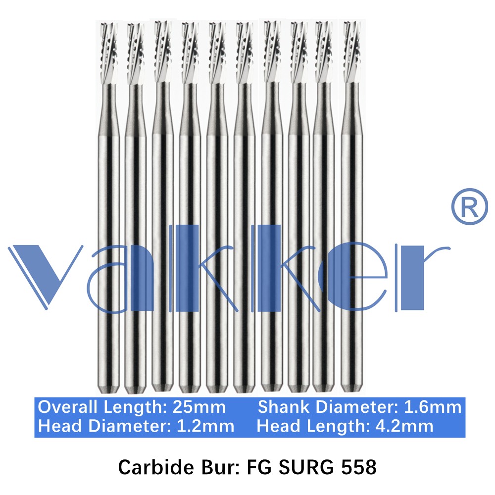 10/Pk Dental Surgical Round Burs 2 4 6 8 FG SURG 25mm Carbide Bur for High Speed