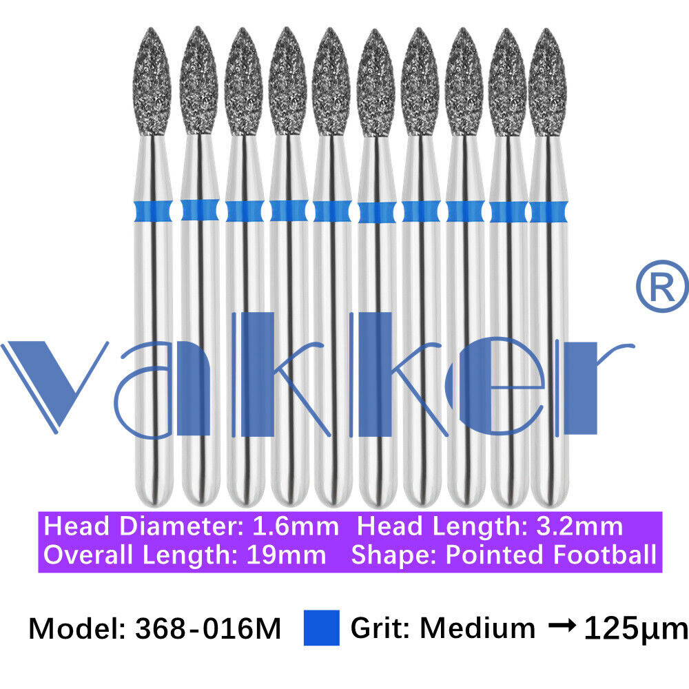 10pc/pk Diamond Burs Shape Football Diamond Bur Super Fine Medium Coarse