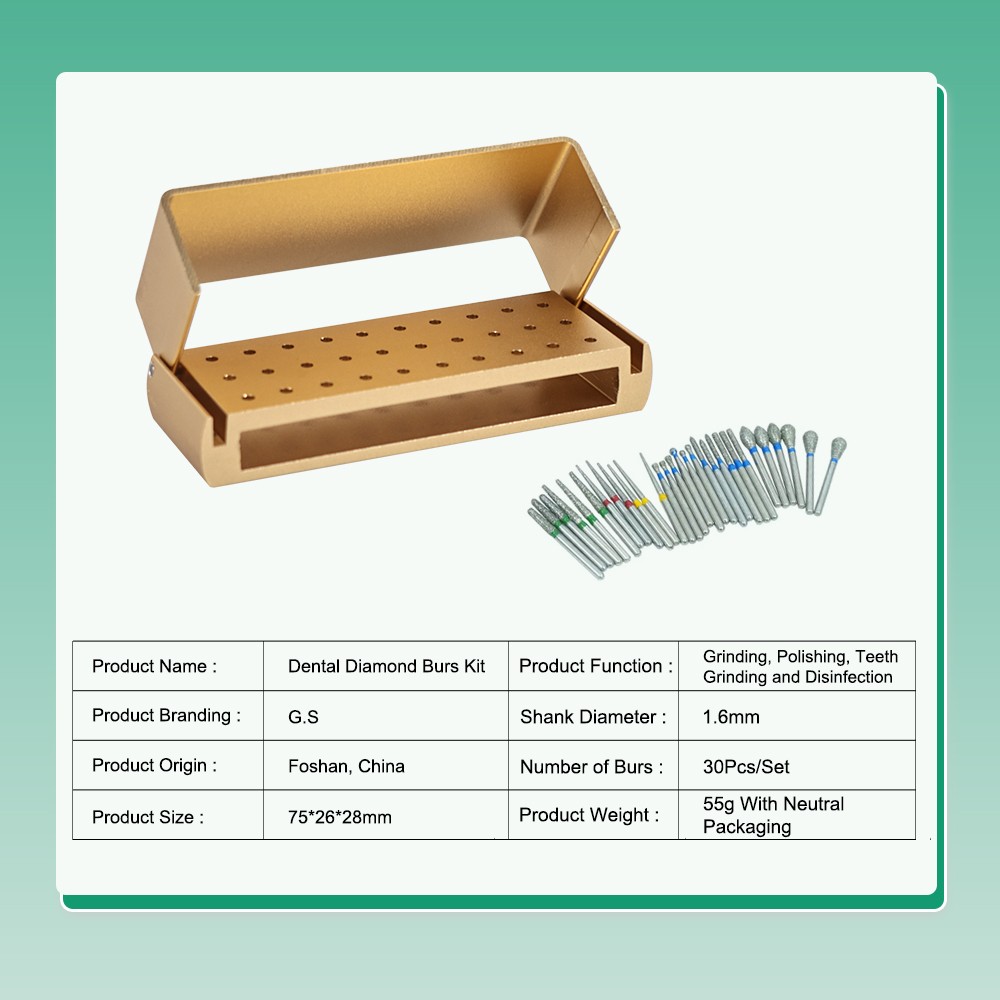 Dental Bur Burs Holder Block Disinfection Box Aluminium Autoclave 30 Holes Set