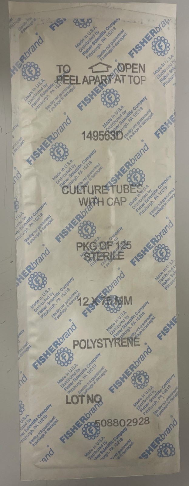 Culture tubes w/caps, sterile, polystyrene, 12×75 mm, 125 tubes