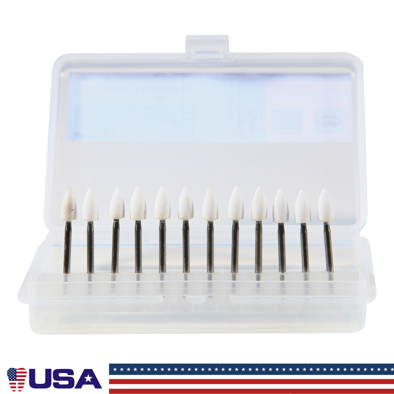 12pcs Dental White Polishing Stones Flame Shape FG burs Arkansas Stone DL