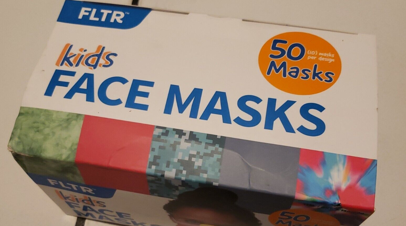 FLTR Kids Face Mask New 50 Masks Includes 20 Adjustable Ear Loop Clips