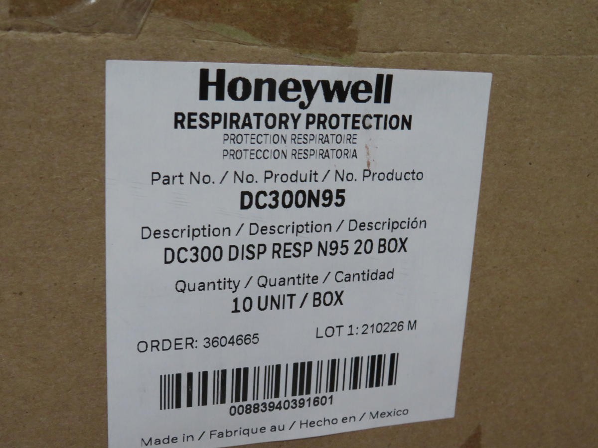 LOT OF 200 HONEYWELL DC300N95 DC300 DISP RESP N95 20 BOX KT034