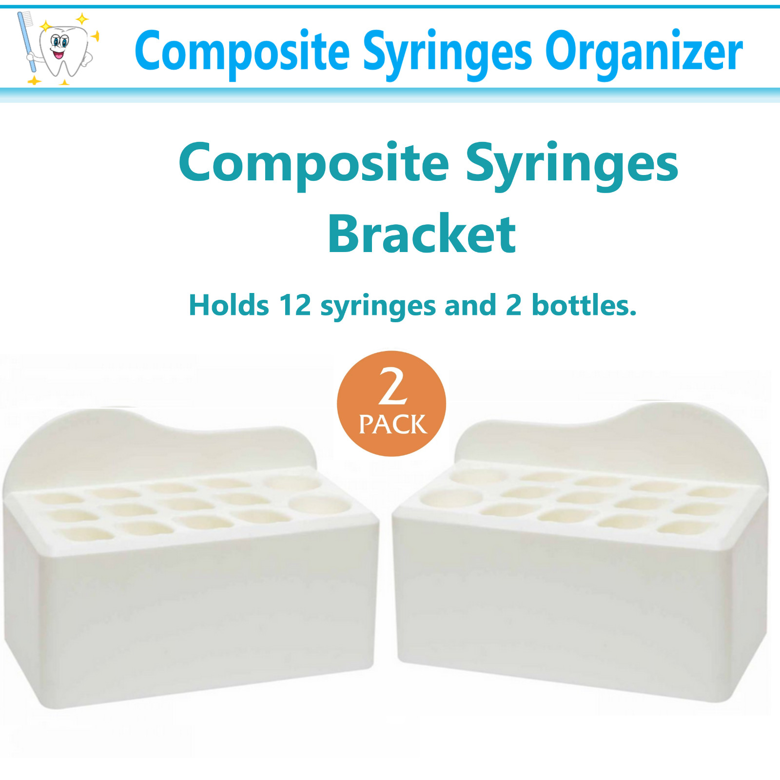 Dental Composite Syringes Organizer. Holds 12 syringes and 2 bottles, 2 Units/PK