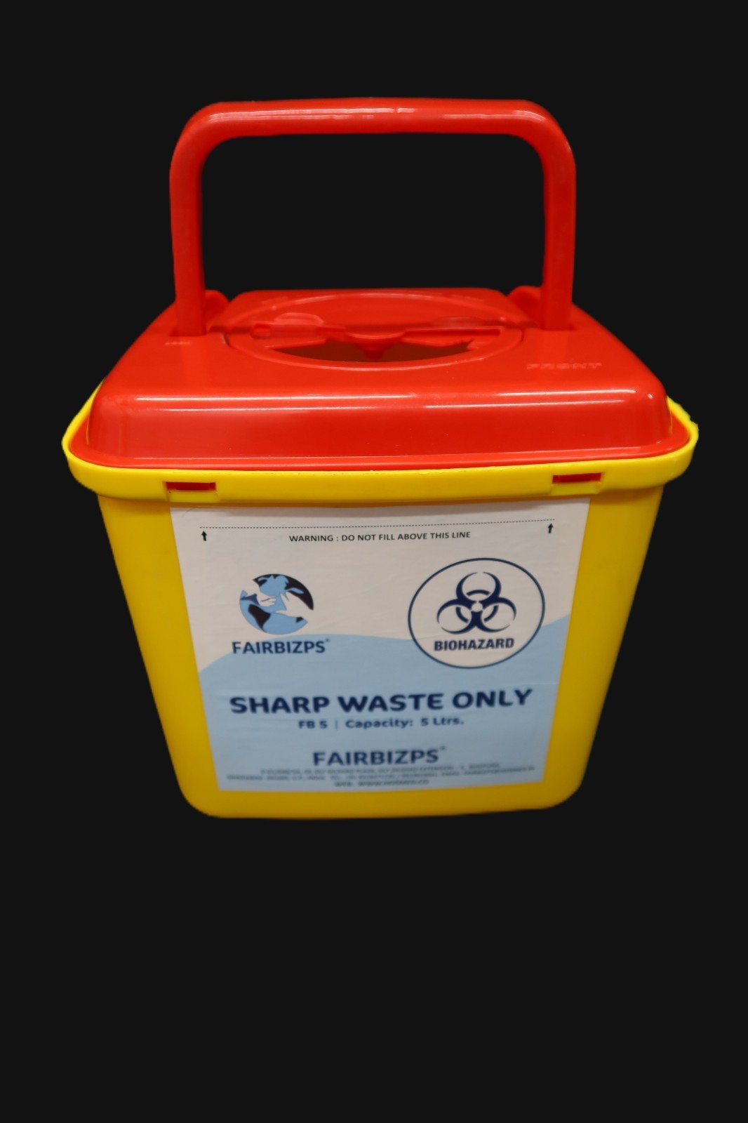 5 Liter Yellow Sharp Container for Medical Waste Disposal | Puncture