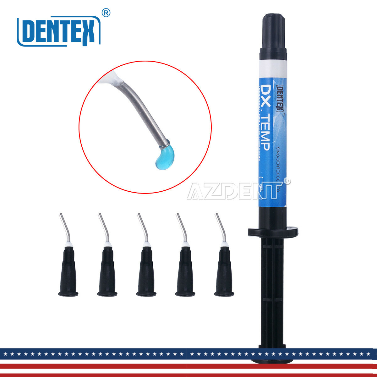 Dentex Dental Temporary Flow Composite Light Cure Filling Resin Blue Shade 2.5g