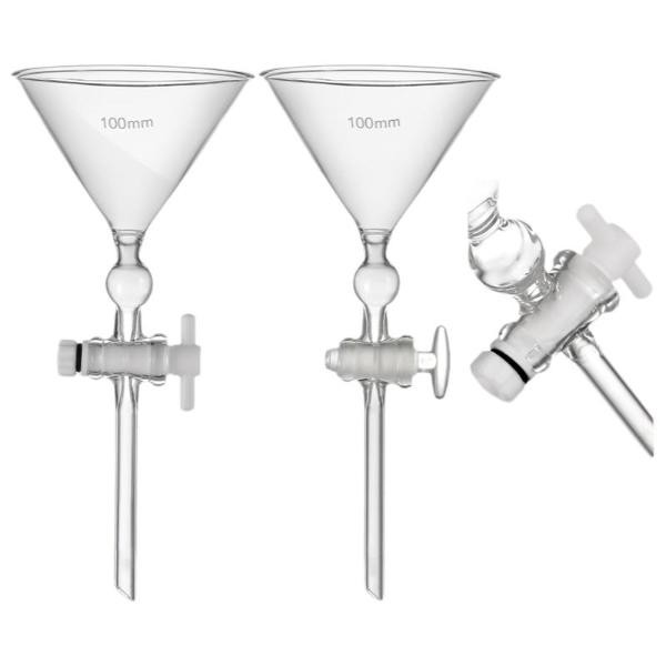 Chemistry Lab Glass Funnel 80mm-100mm PTFE/Glass Piston Separation CA