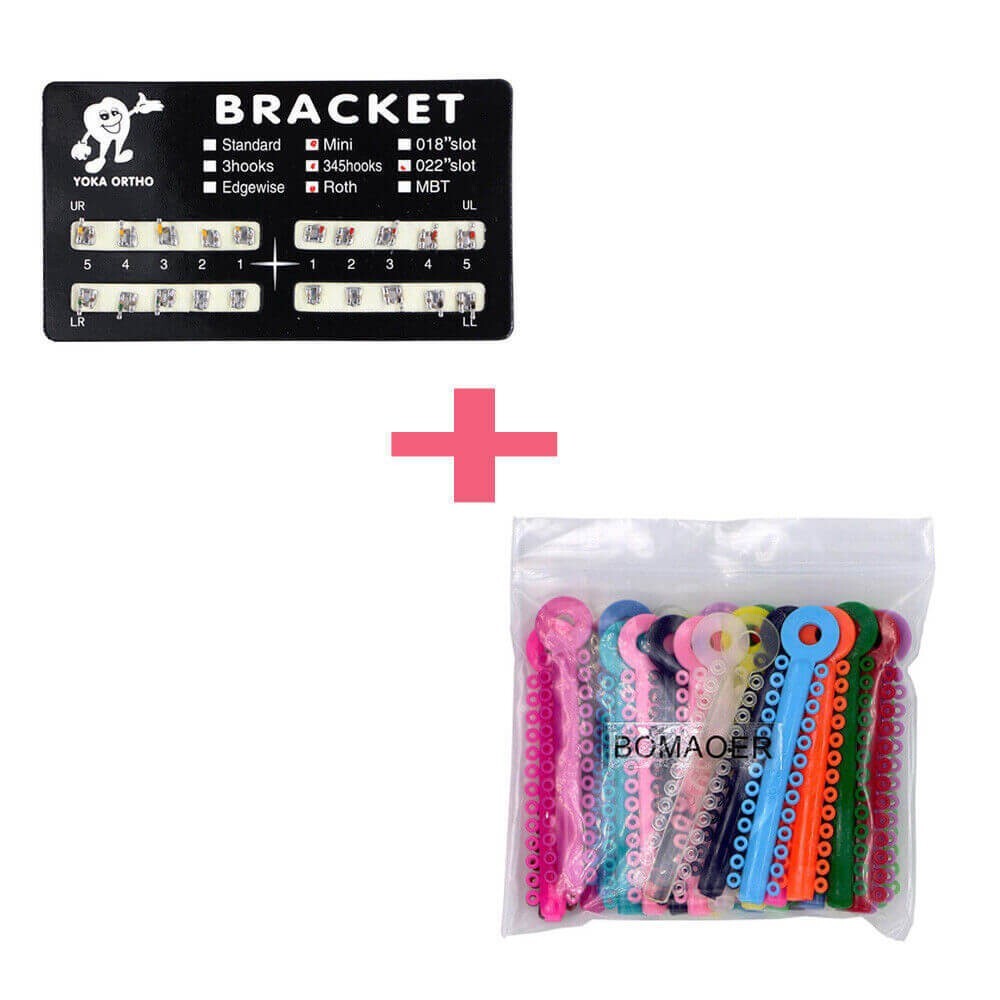 Dental Orthodontic Ligature Ties Multi-colored 1040 Pcs + Metal Ortho Brackets