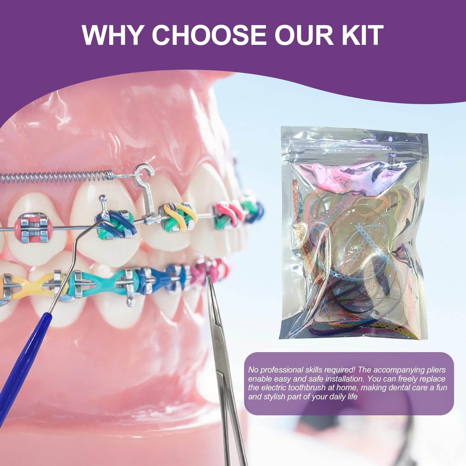 24 Pieces Colorful Power Chain Set (Continuous) for Braces, Fashion colorful