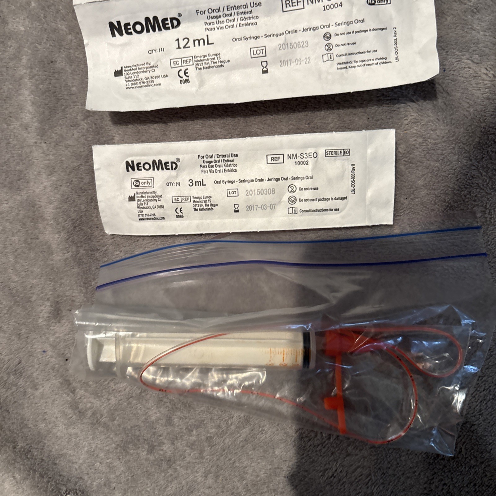 Lot Of 7 Neomed Oral Syringe with EnFit connector 12mL (2) 20mL(3) 3 mL(2)🔥‼️