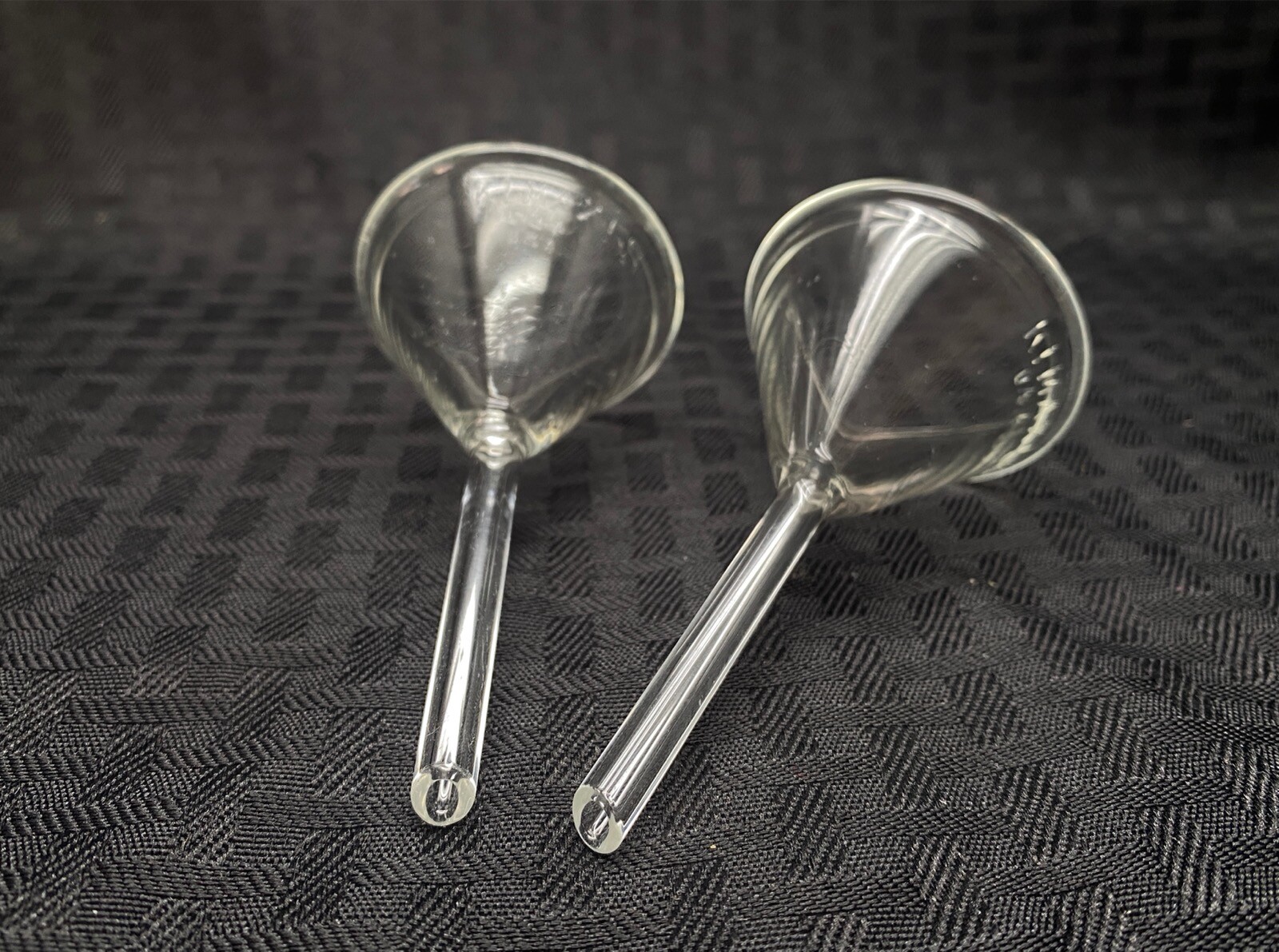 Set of (2) Kimble Kimax Glass 45mm 58º Short Stem Filling Funnel 28950-45