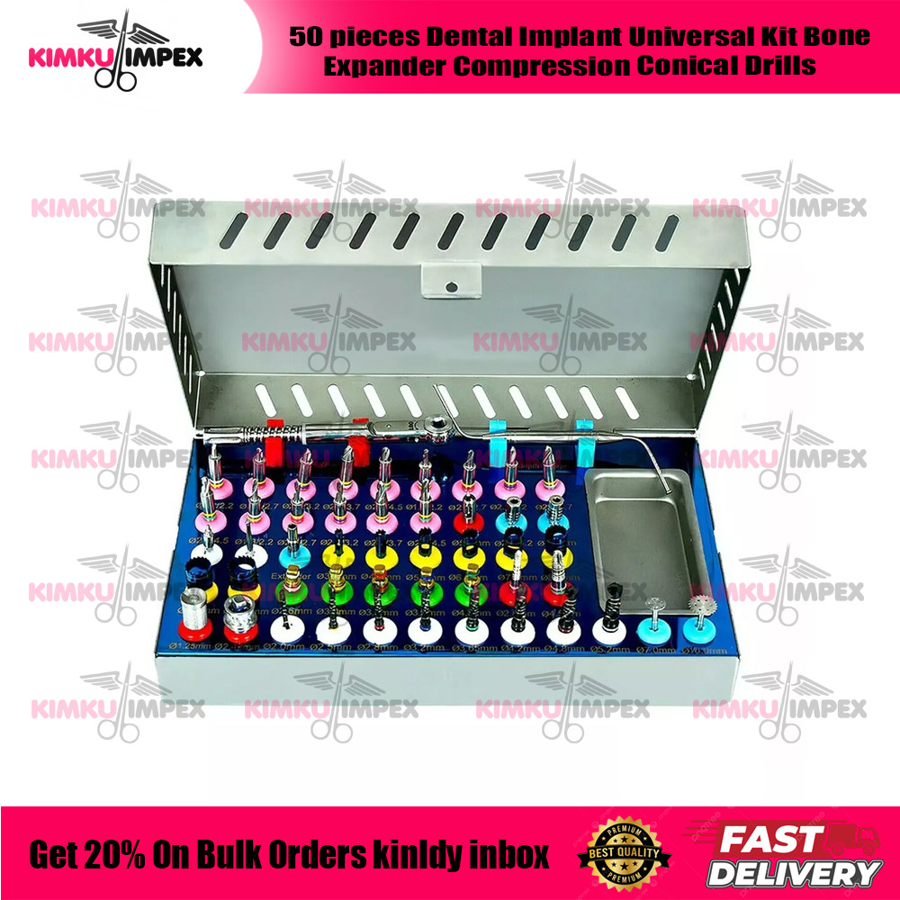 50 pieces Dental Implant Universal Kit Bone Expander Compression Conical Drills