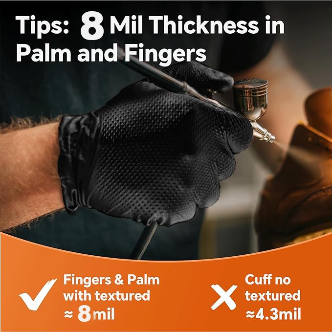 Heavy Duty Nitrile Gloves 8Mil Extra Thick Mechanic Home Garden Disposable Glove