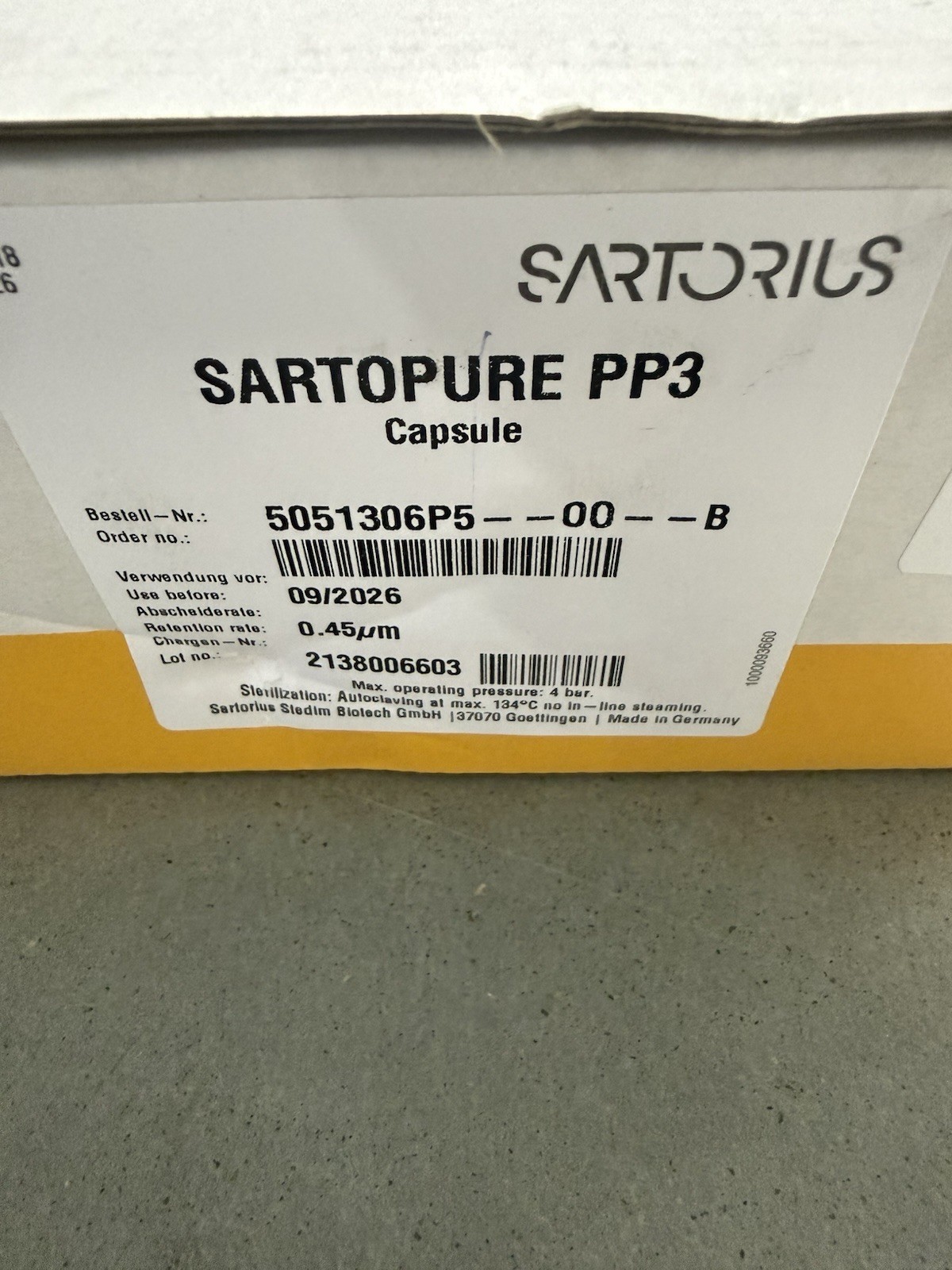 *2 QTY* SARTORIUS Sartopure® PP3 Caspule 0.45 µm Size 5 5051306P5–OO–B NEW