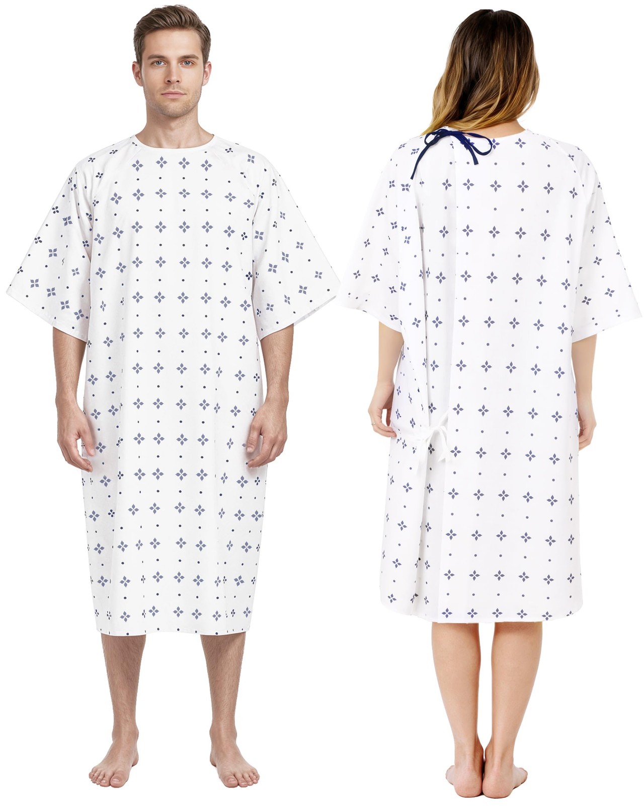6 Pack Unisex Hospital Gowns, Patient Gowns for Women and Men with Back Tie, …