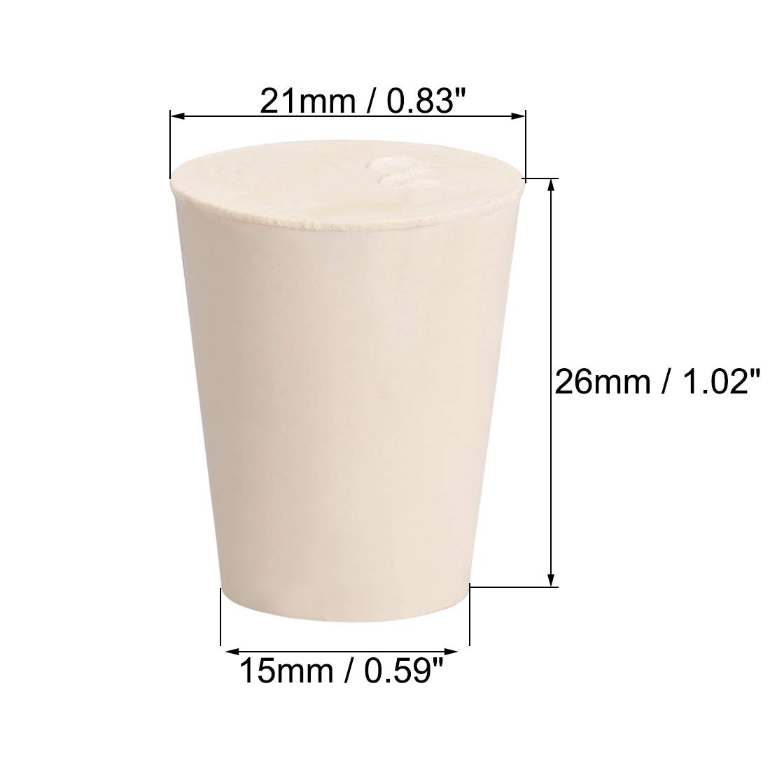 uxcell White Tapered Shaped Solid Rubber Stopper for Lab Tube 15x20x26mm