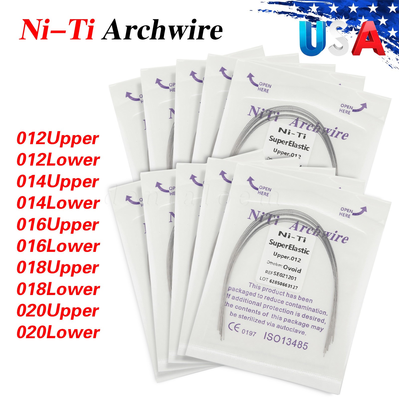 Dental Orthodontic Niti Arch Wire Round Ovoid Upper/Lower/All Sizes Mixed