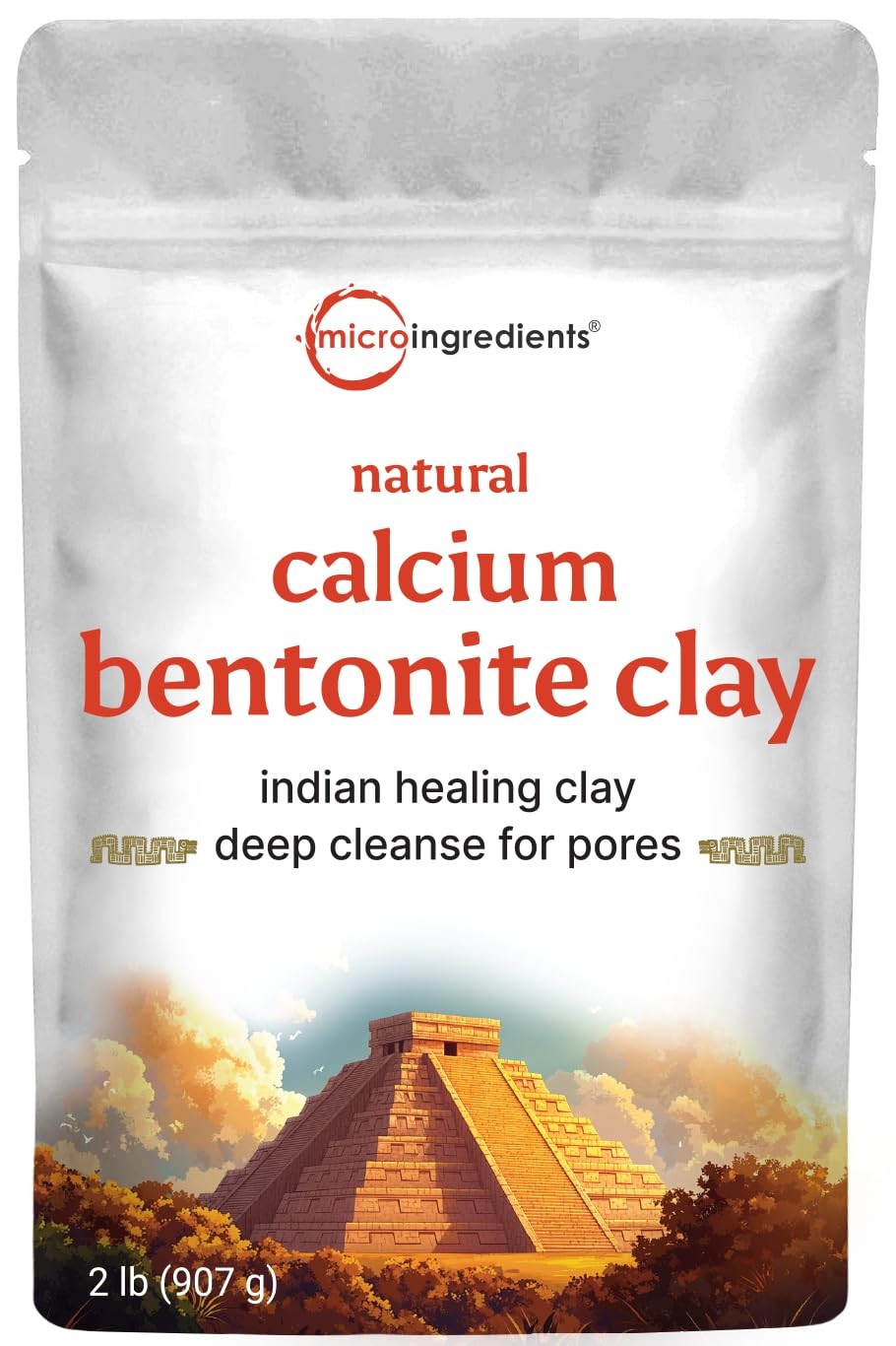Micro Ingredients Natural Calcium Bentonite Clay Powder, 32 Ounce (Pack of 1)