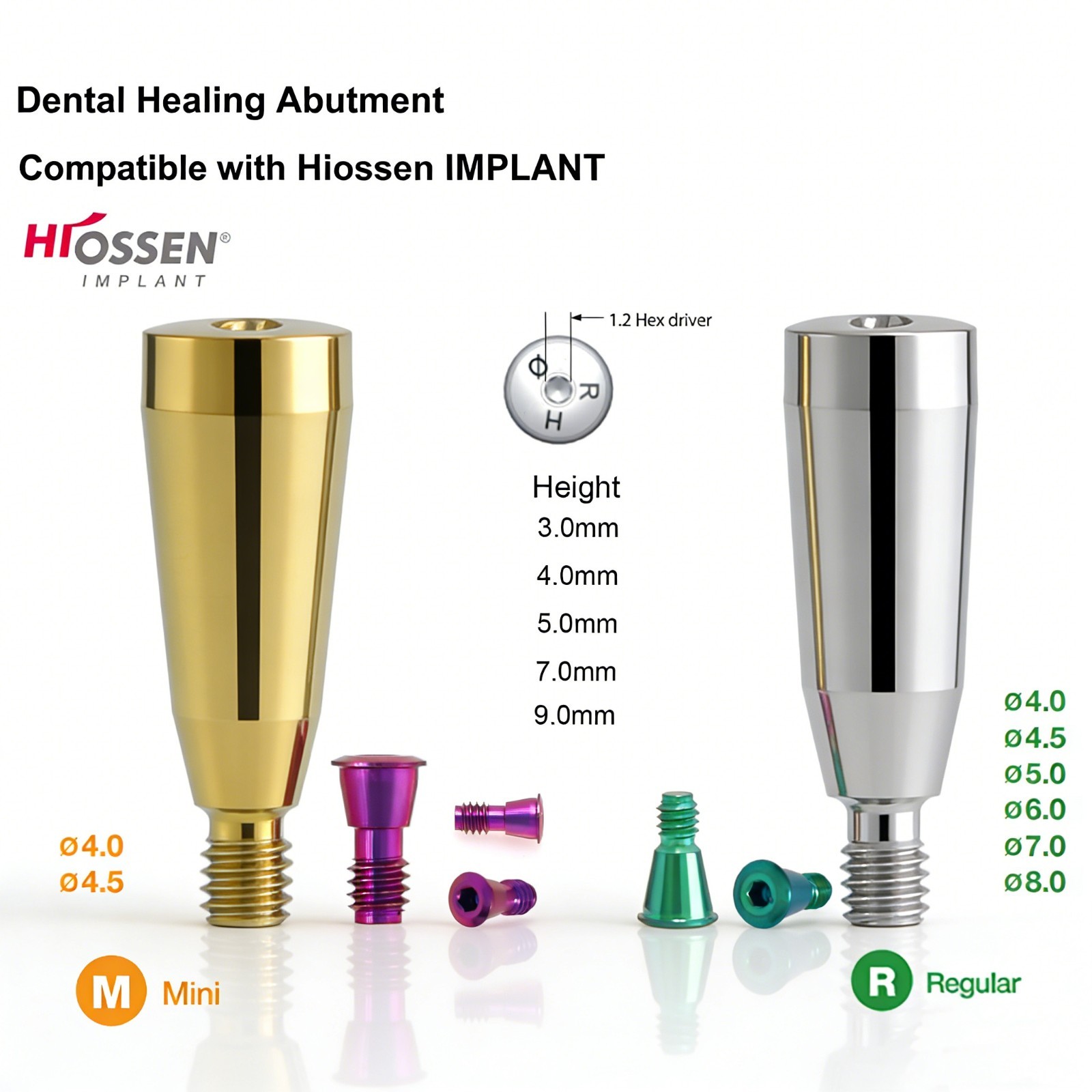 US Hiossen ET Dental Prosthetics Titanium All Implant Abutments fit Mini/Regular