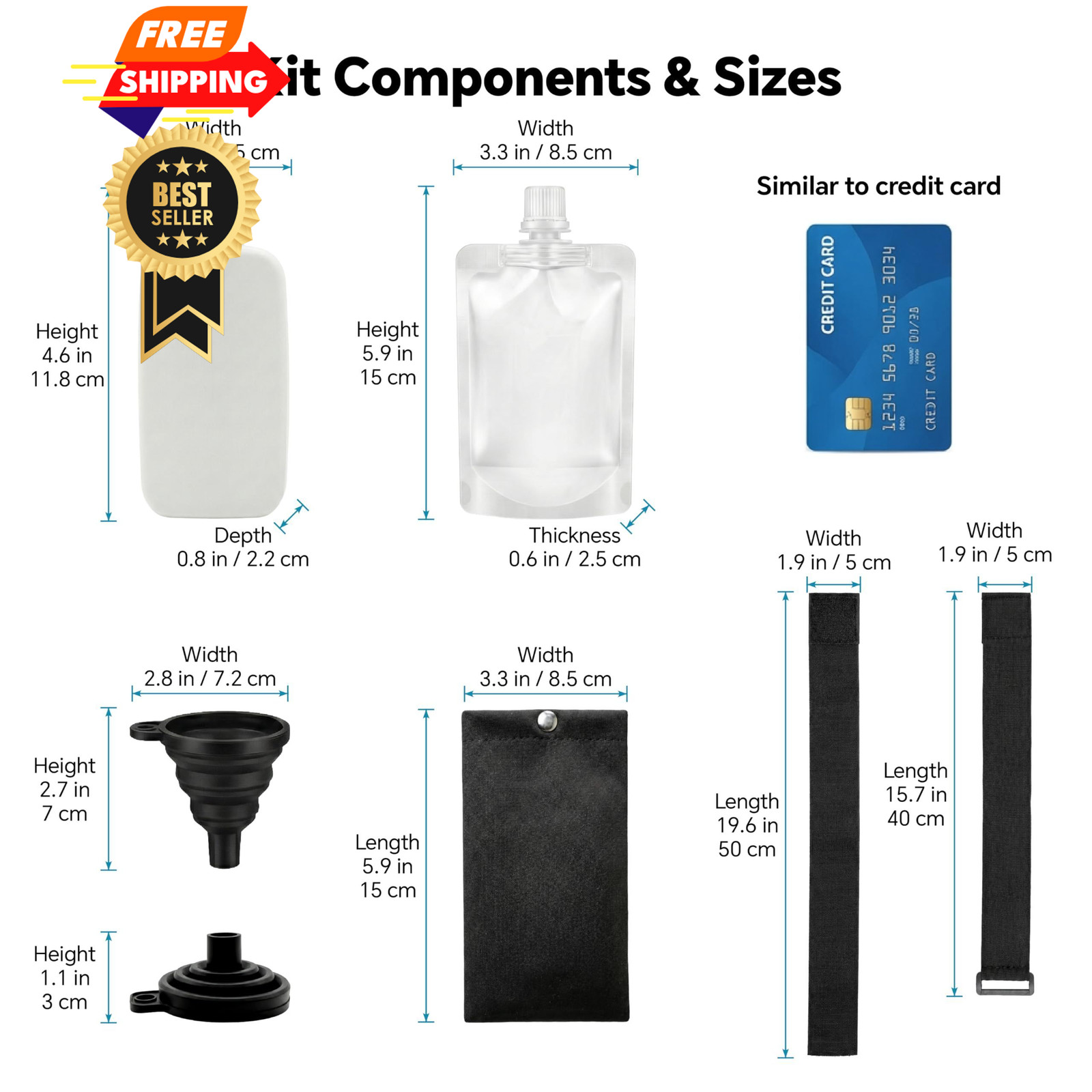 20 Pcs Urine Test Complete Kit – 10 Temperature Slim, White;black