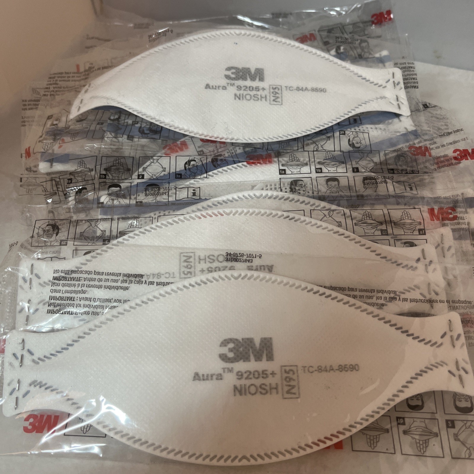N95 Masks Lot of 50 3M Aura 9205+ NIOSH Respirator Individually Wrapped