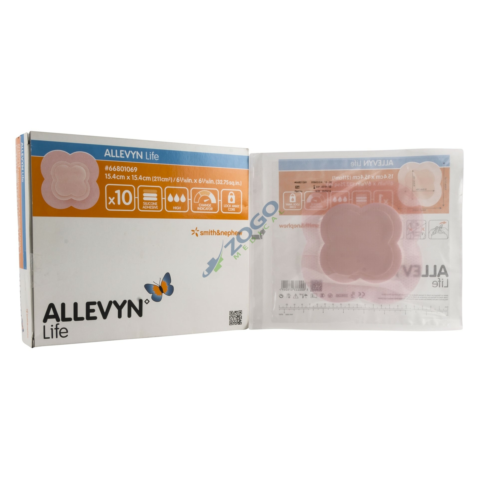 Smith & Nephew Allevyn Life Border Dressing 6 1/16″ x 6 1/16″ 4″X4″ Pad- 10/BX