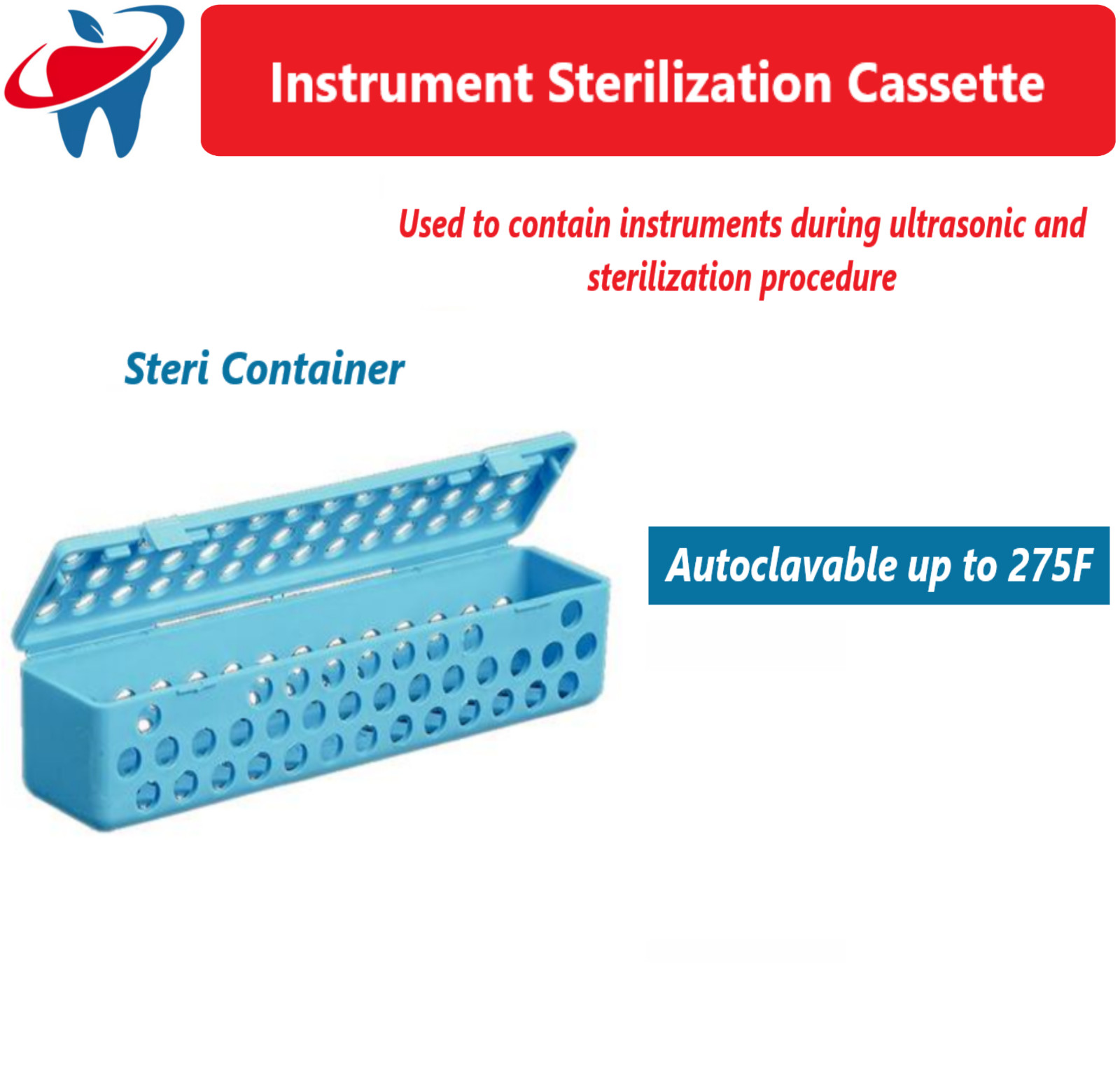 Dental Surgical Medical Instrument Sterilization Plastic Cassette Autoclave, 4PK