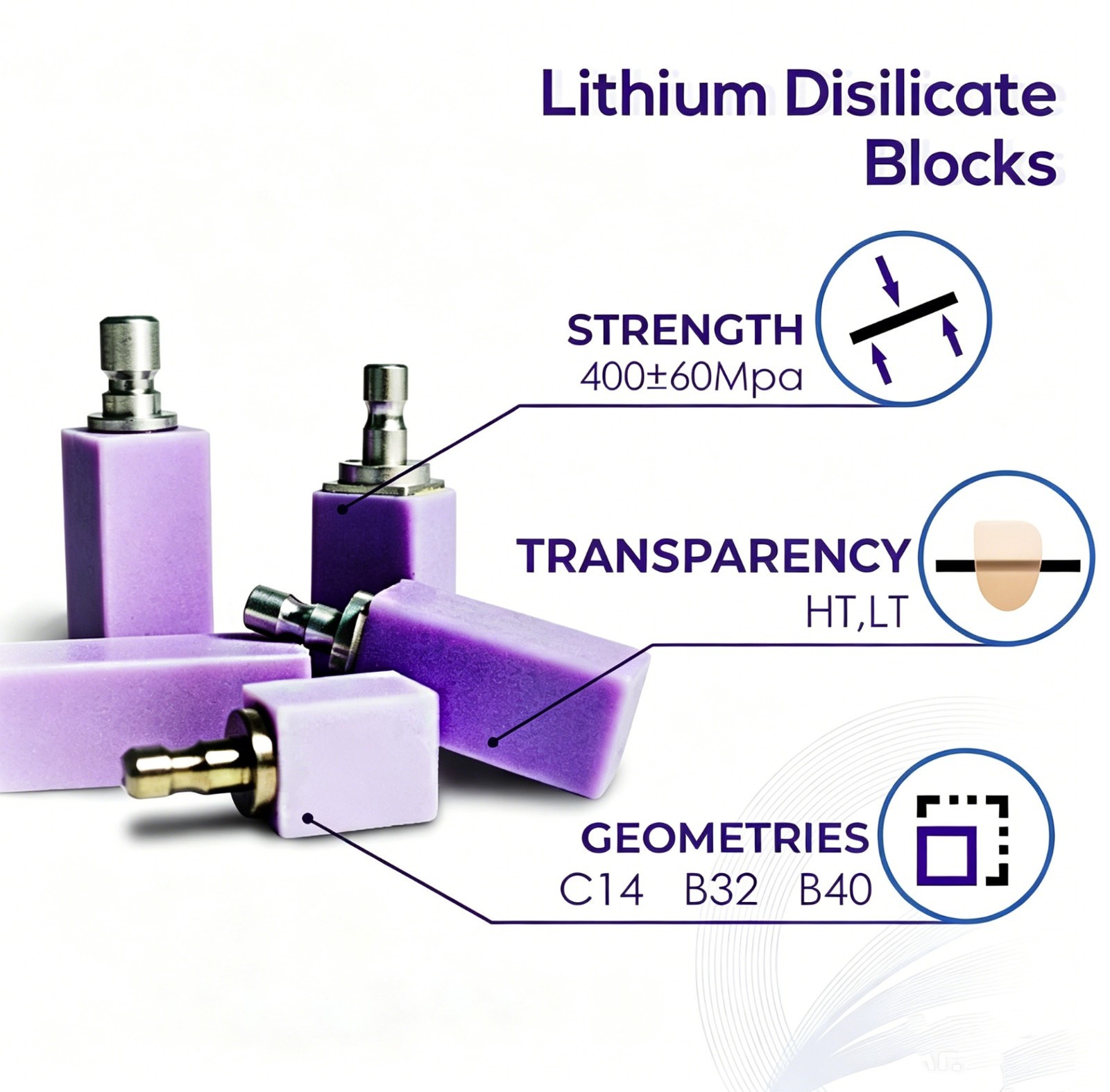 US 5-Pack C14 Dental CAD Lithium Disilicate Block Emax Ceramic cerec inlab block