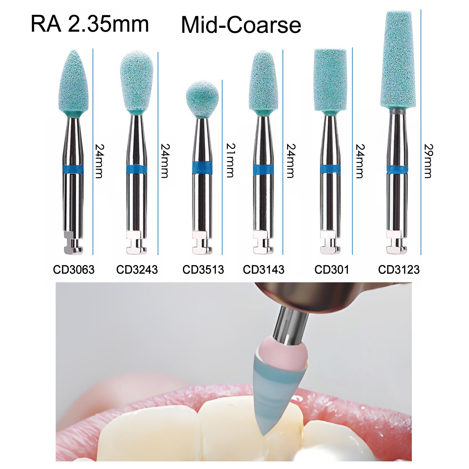 Dental Ceramic Diamond Polisher Grinder Zirconia Porcelain Polishing Pieces Burs
