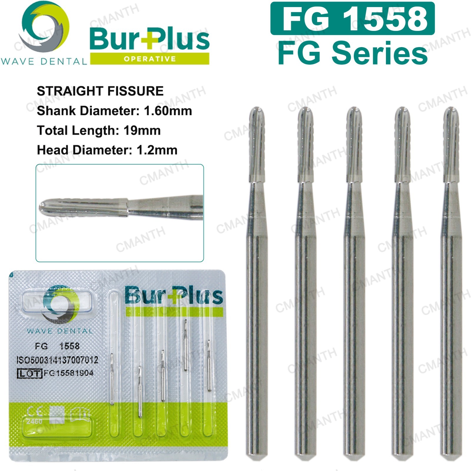 WAVE Dental Carbide Burs Metal Cutting Surgical Bur for High Speed FG1957 1958