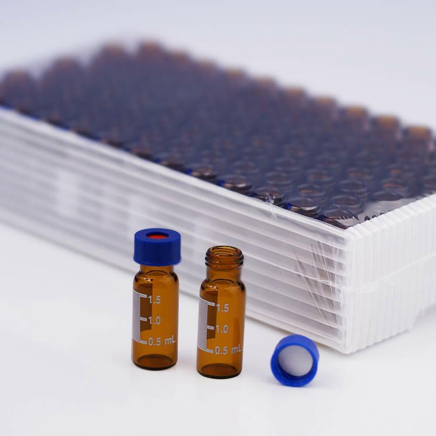 1000x Lab 2ml 9-425 Autosampler Glass Amber/Clear Vials Screw Cap PTFE Silicone