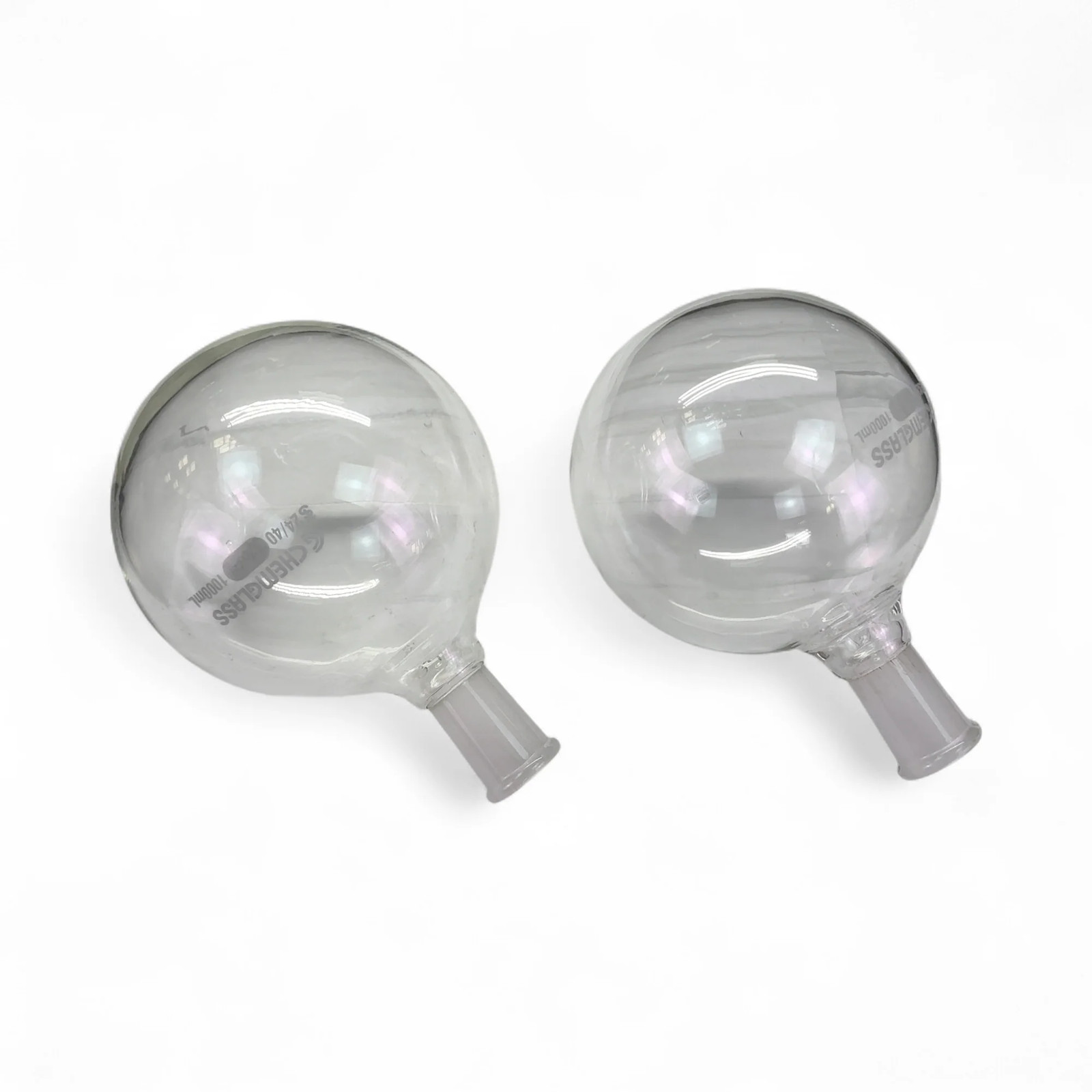 Lot of 2x Chemglass 1000mL Single Neck Round Bottom Flasks 24/40 CG-1506-23