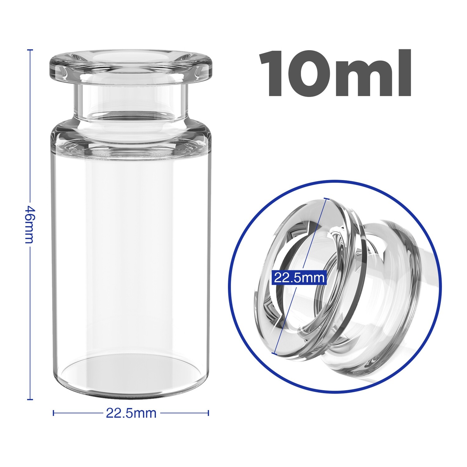 1000pcs 10ml Headspace Sample Vials 20mm Crimp Top Bevelled Edge Flat Bottom US
