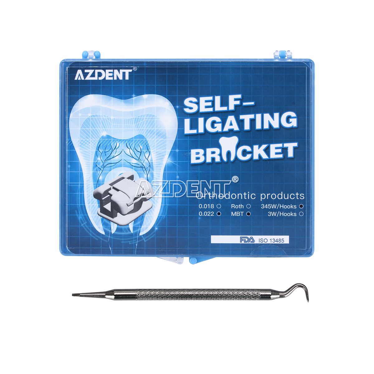 AZDENT Dental Orthodontic Self-Ligating Bracket Braces Roth/MBT .022 Hooks 3 4 5