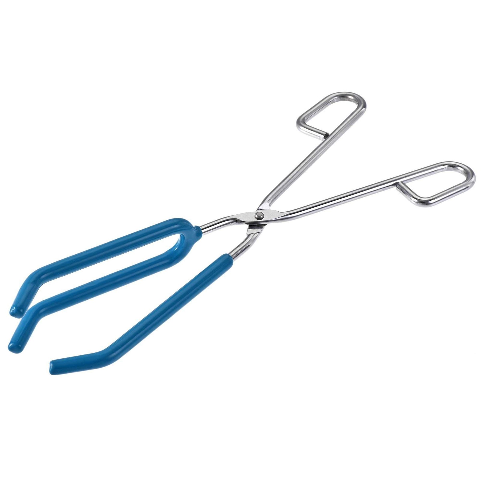 uxcell Lab Beaker Tongs 3 Prongs Stainless Steel 11.81-inch Opens Blue,Silver