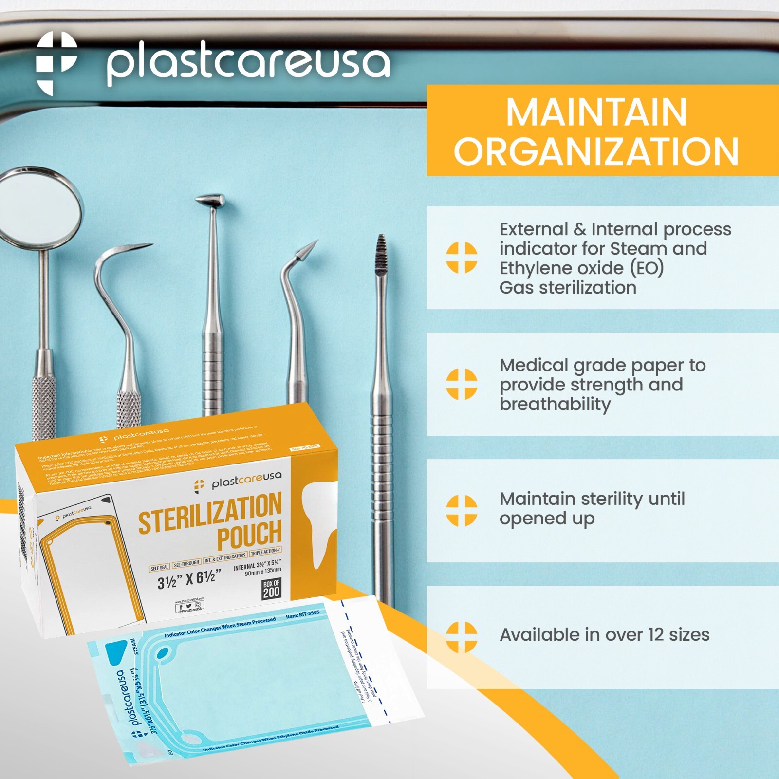 3.5″ x 5.25″ Self-Sealing Sterilization Pouches for Autoclave (Choose Quantity)