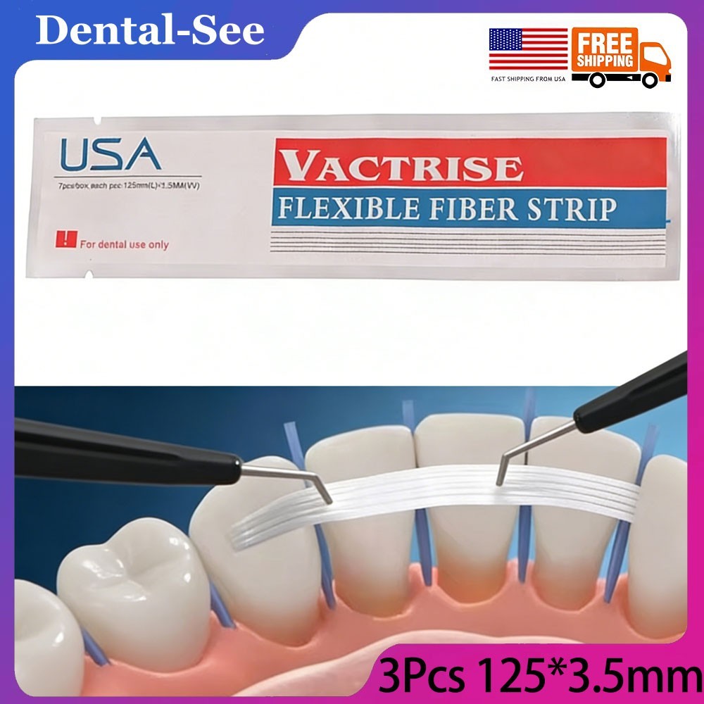 3Pcs Dental Fiber Strip Light Cure Flexible Glass Ribbon for Loose Tooth Bonding