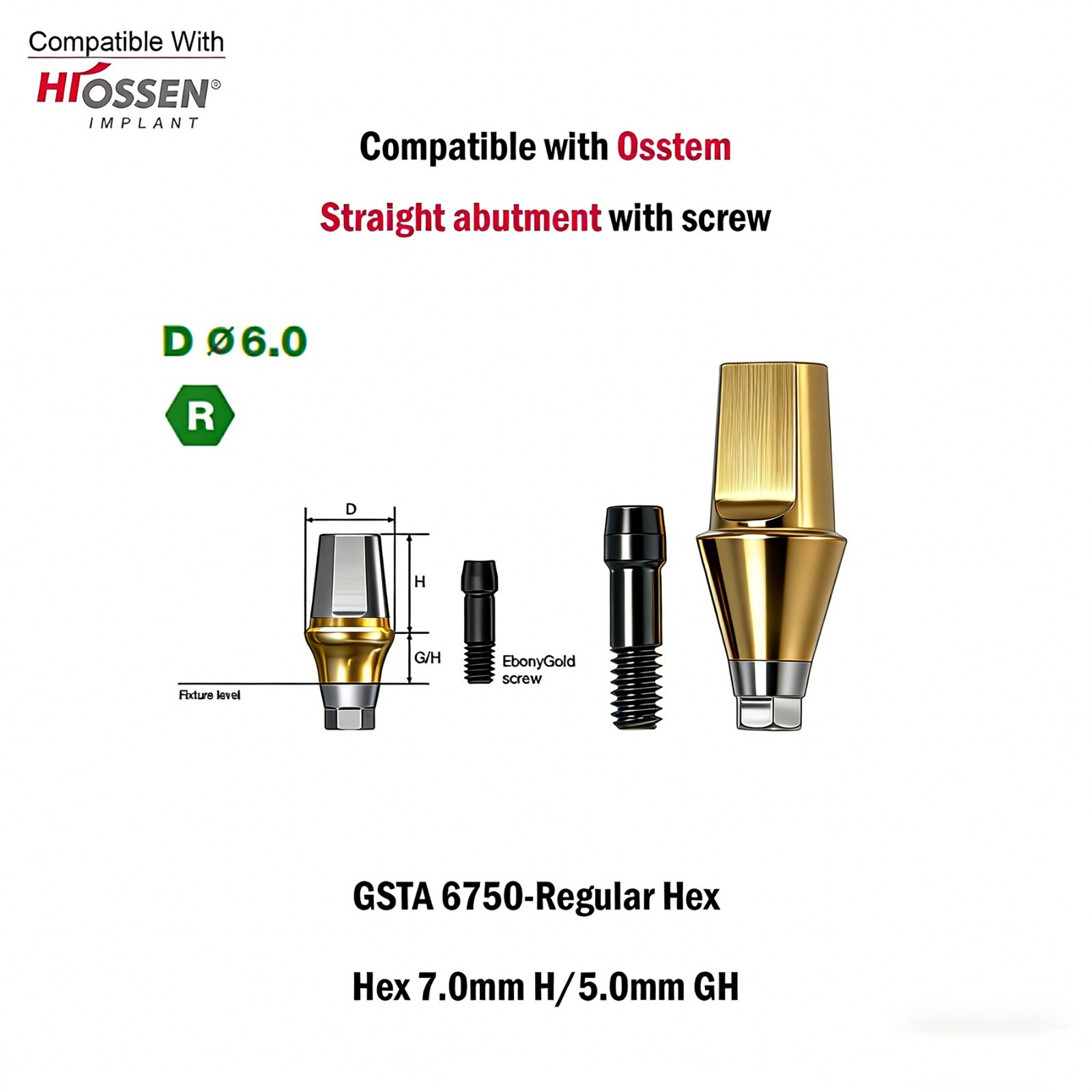 US 5pcs Dental Osstem Hiossen TS Ti Straight Transfer Abutment Hex MINI/Regular