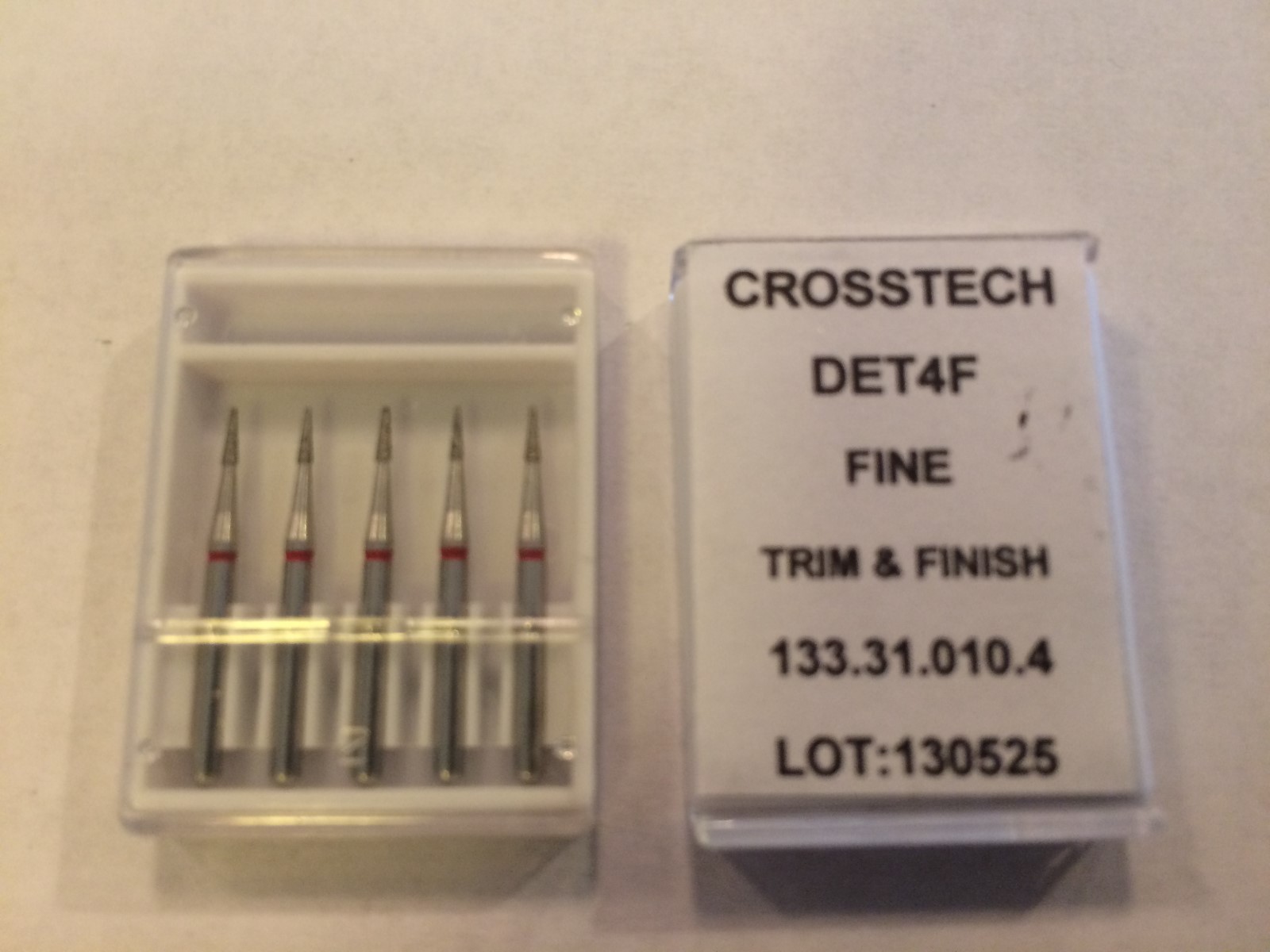 Crosstech High Speed Diamond Dental Bur Trim & Finish Fine DET4F 133-010 5pk