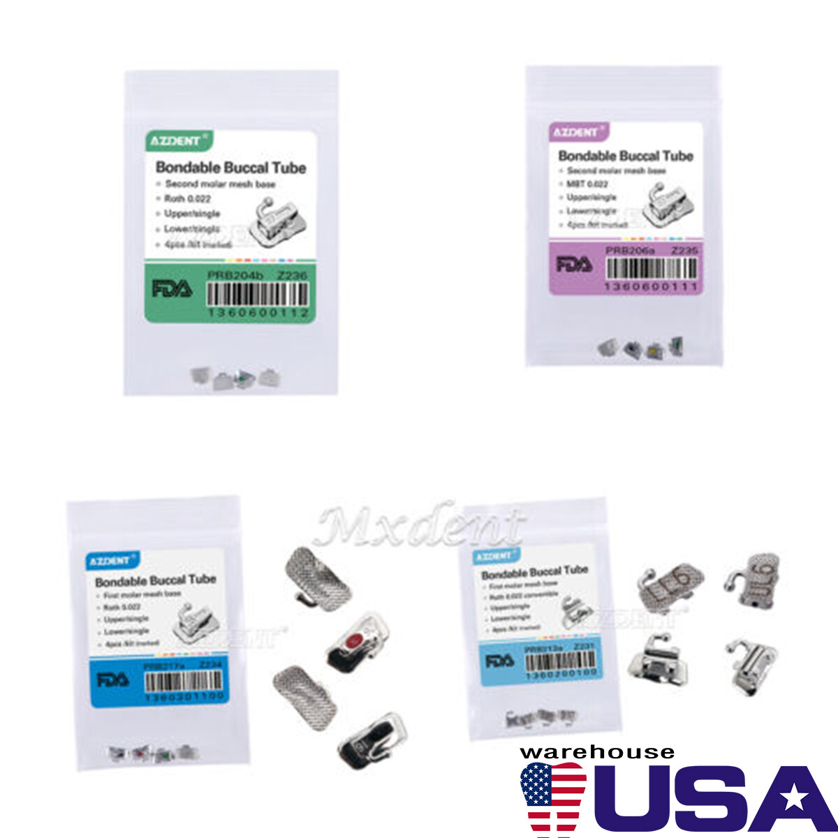 Dental Bracket Buccal Tube 1st/2nd Molar Bondable Non/Conv Roth /MBT 022/018