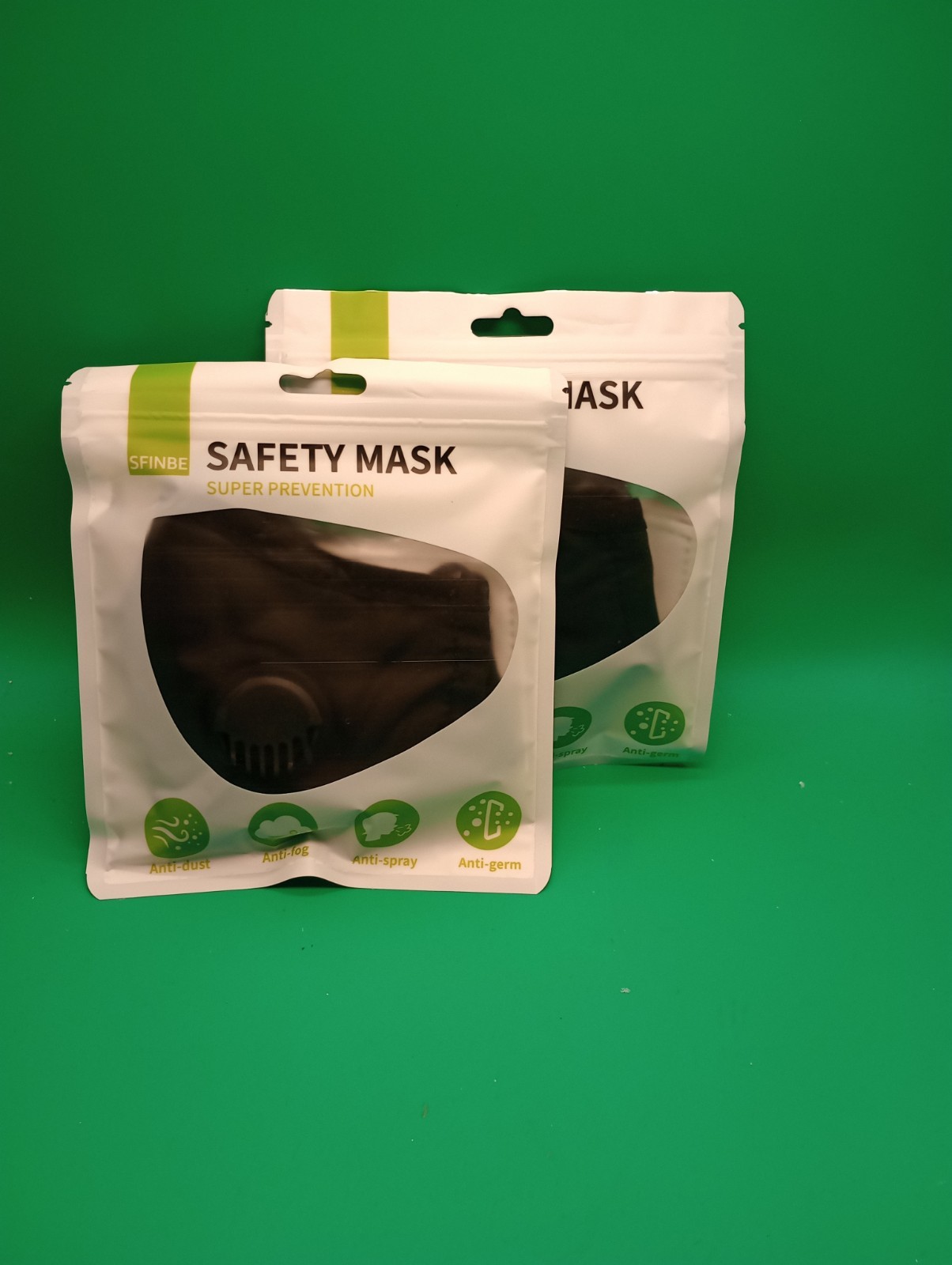 Safety Mask Super Prevention Anti Dust/spray/fog/germs 2 Pack in black