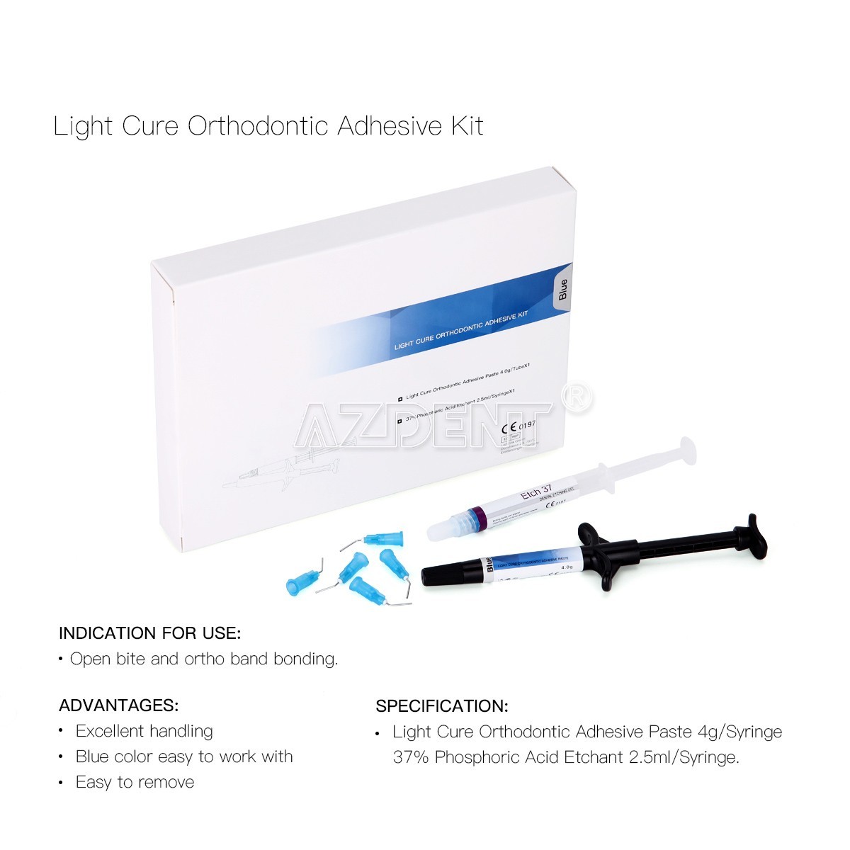 Dental Light Cure Orthodontic Adhesive Kit Blue Open bite and ortho band bonding