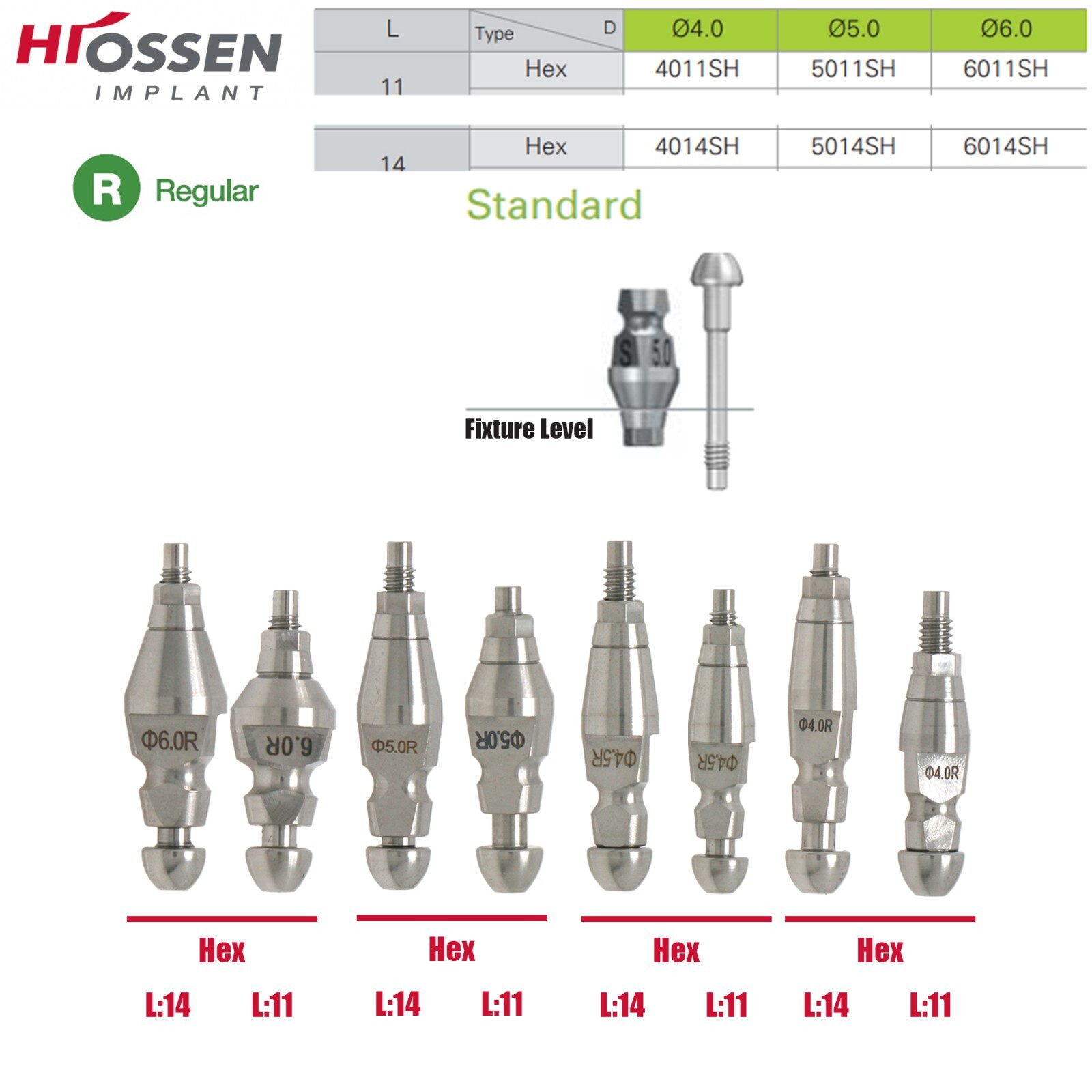 US Hiossen/Osstem Implant Healing Abutments/Locator Tapered Caps Core Tool PEEK