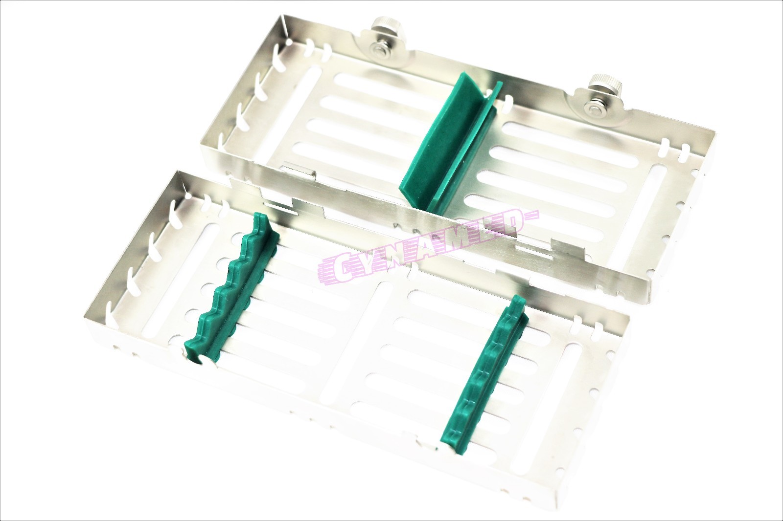 DETACHABLE STERILIZATION CASSETTE WITH BUTTONS GREEN GERMAN AUTOCLAVABLE 5 SLOT
