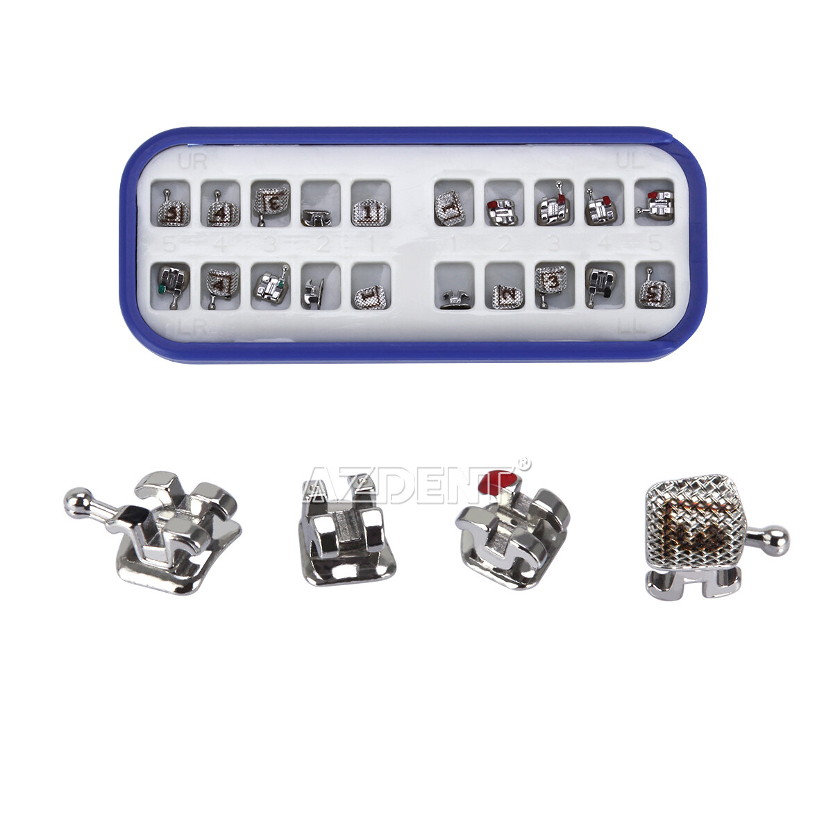 AZDENT Dental Orthodontic Bracket Braces Mini Roth/MBT .022 Hooks 345 Laser Mark
